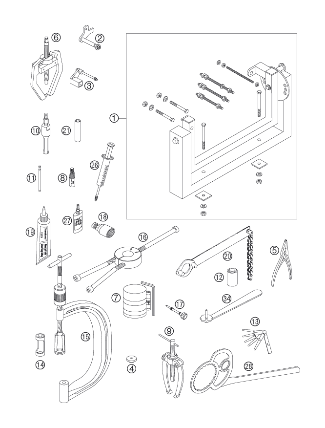 Sprängskiss: Special Tools (Engine) – KTM 250 SX-F 2005