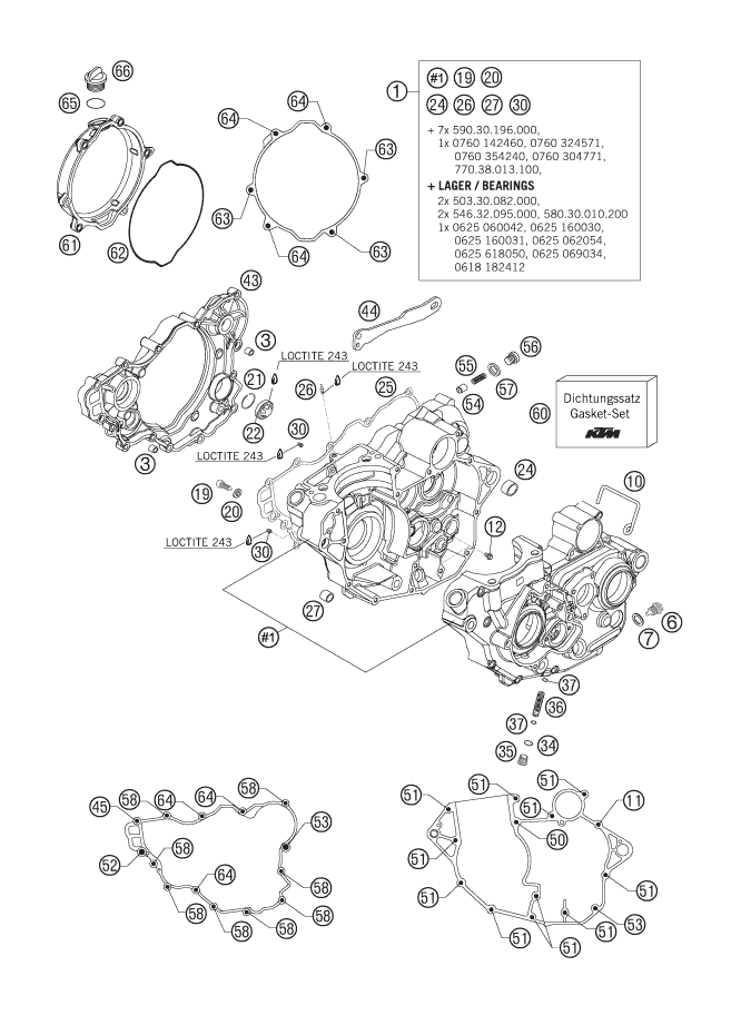 Sprängskiss: Engine Case – KTM 250 SX-F 2005