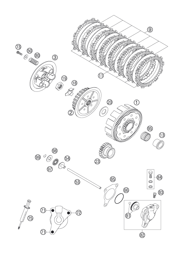 Sprängskiss: Clutch – KTM 250 SX-F 2005