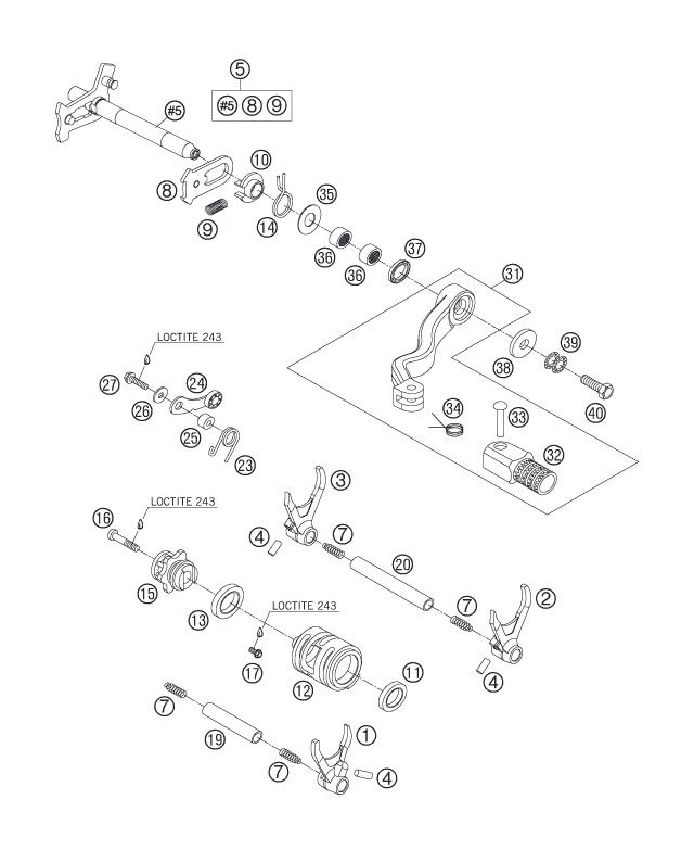 Sprängskiss: Shifting Mechanism – KTM 250 SX-F 2005