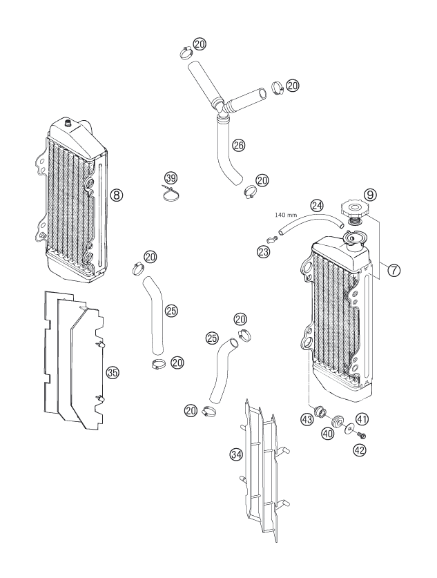Sprängskiss: Cooling System – KTM 250 EXC-F 2007
