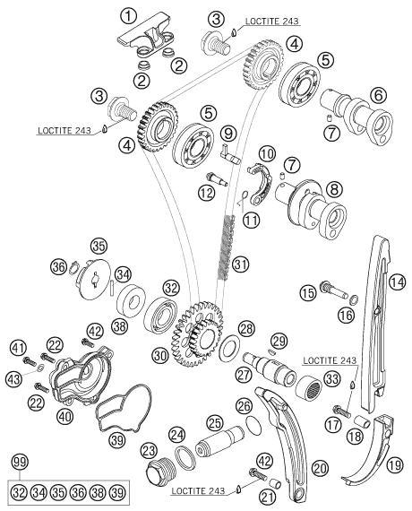 Sprängskiss: Timing Drive – KTM 250 SX-F 2007
