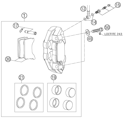 Sprängskiss: Front Brake Caliper – KTM 450 SMR 2006