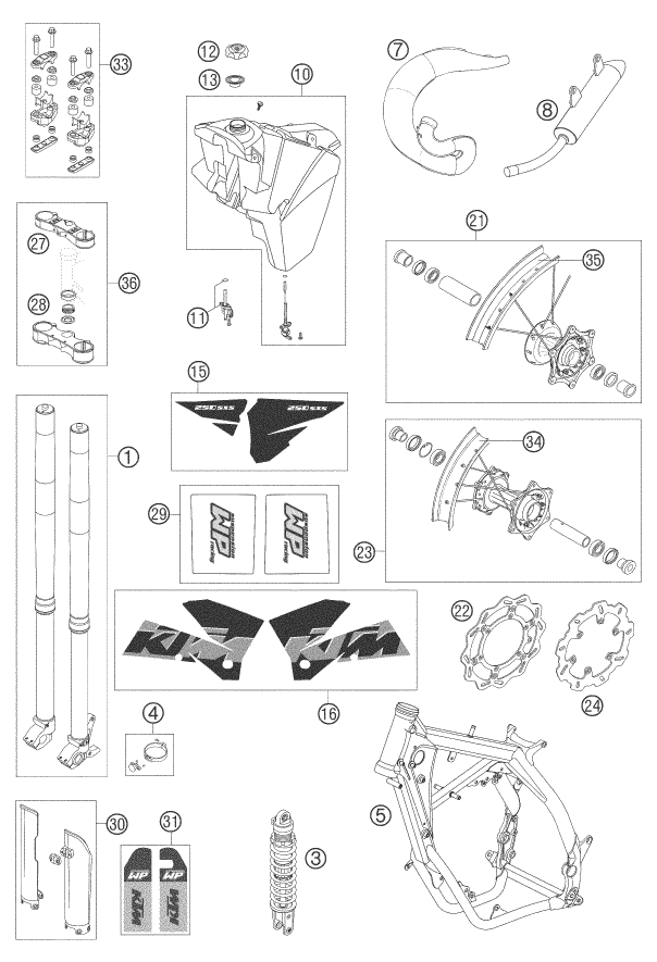 Sprängskiss: New Parts – KTM 250 SXS 2005