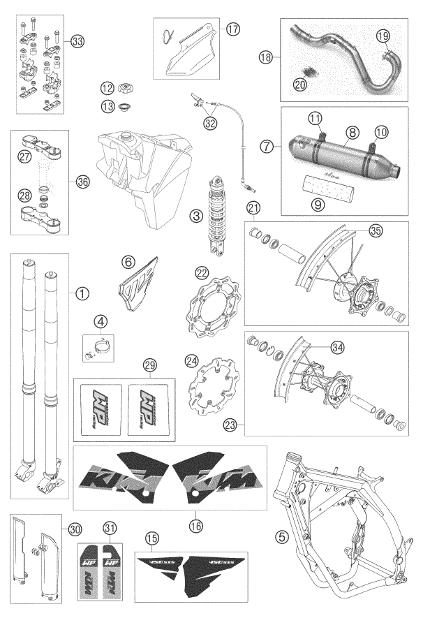 Sprängskiss: New Parts – KTM 450 SXS RACING 2005