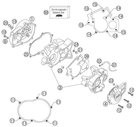 Sprängskiss: Engine Case – KTM 50 MINI ADVENTURE 2007