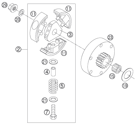Sprängskiss: Clutch – KTM 50 MINI ADVENTURE 2006