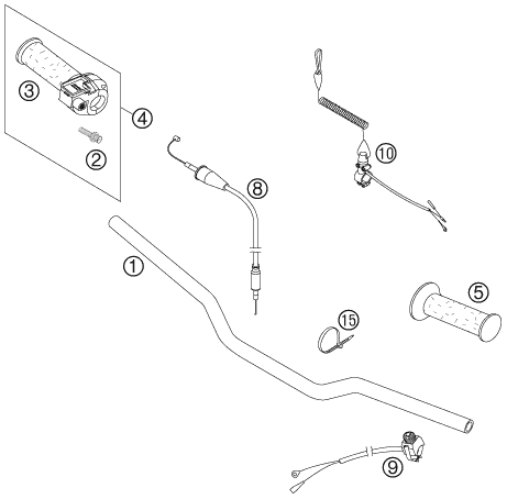 Sprängskiss: Handlebar, Controls – KTM 50 SX 2006