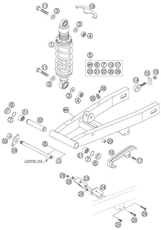Sprängskiss: Shock Absorber – KTM 50 SX 2006