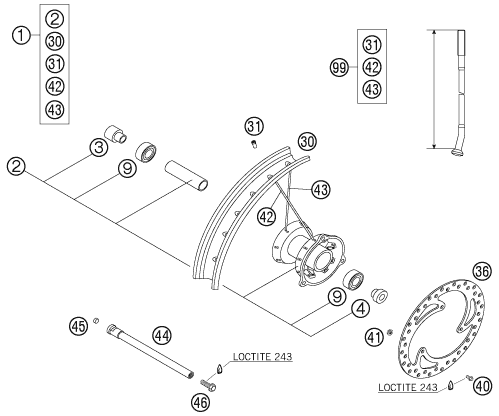 Sprängskiss: Front Wheel – KTM 65 SX 2006