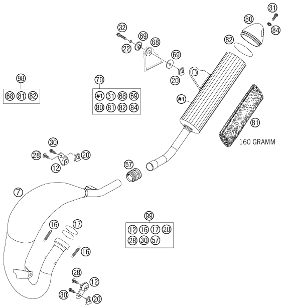 Sprängskiss: Exhaust System – KTM 105 SX 2007
