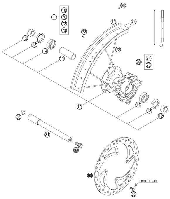 Sprängskiss: Front Wheel – KTM 85 SX 17/14 2007