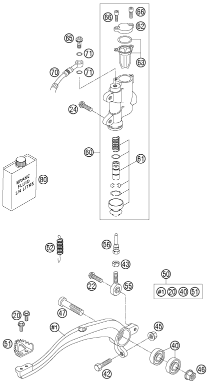 Sprängskiss: Rear Brake Control – KTM 105 SX 2007