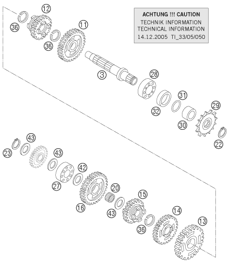 Sprängskiss: Transmission II - Countershaft – KTM 85 SX 19/16 2006