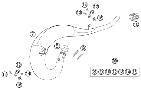 Sprängskiss: Exhaust System – KTM 144 SX 2007