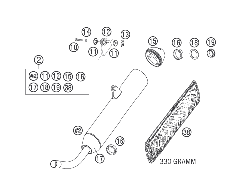 Sprängskiss: Exhaust System – KTM 125 SX 2006
