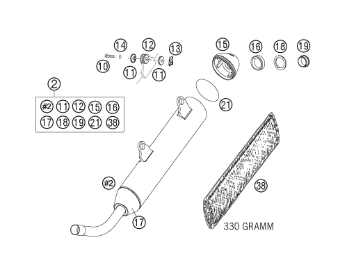 Sprängskiss: Exhaust System – KTM 125 EXC 2007