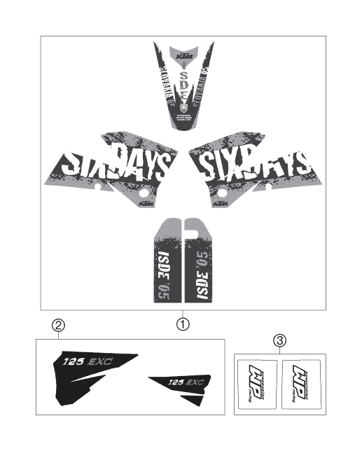 Sprängskiss: Decal – KTM 125 EXC SIX-DAYS 2006