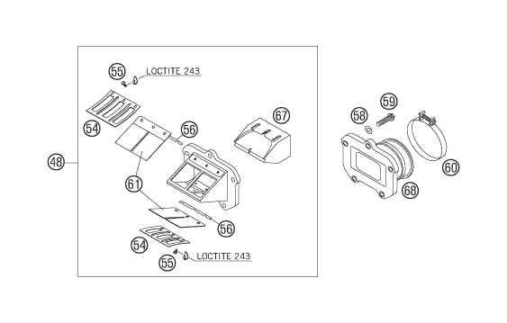Sprängskiss: Reed Valve Case – KTM 125 EXC 2007