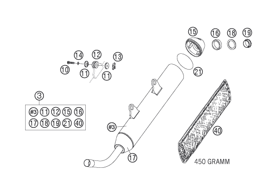 Sprängskiss: Main Silencer – KTM 200 EXC 2007