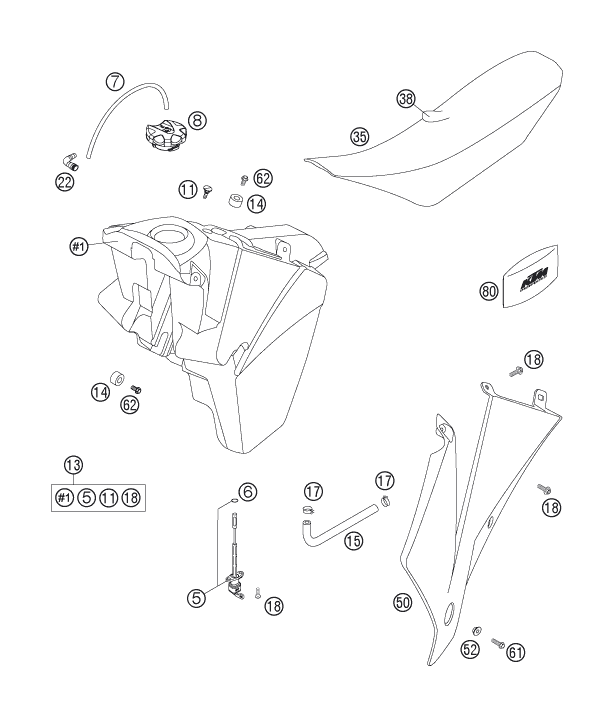Sprängskiss: Tank, Seat – KTM 200 XC 2006