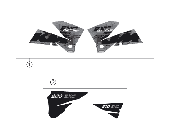 Sprängskiss: Decal – KTM 200 EXC 2006
