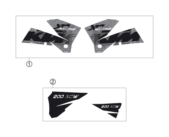 Sprängskiss: Decal – KTM 200 XC-W 2006