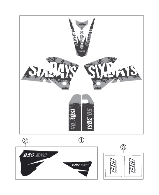 Sprängskiss: Decal – KTM 250 EXC SIX-DAYS 2006