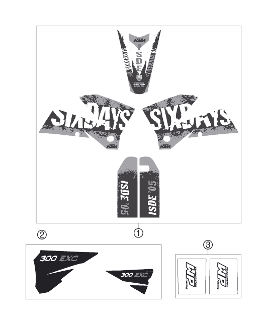 Sprängskiss: Decal – KTM 300 EXC SIX-DAYS 2006
