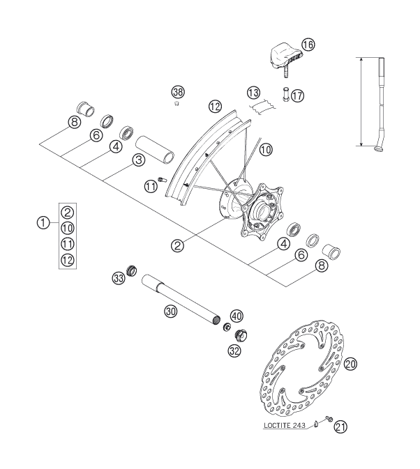Sprängskiss: Front Wheel – KTM 200 XC 2006
