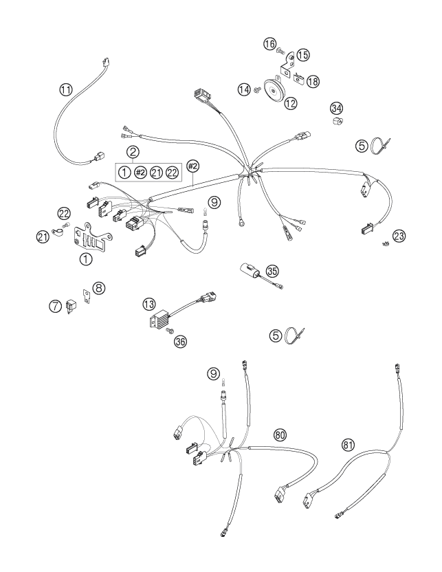 Sprängskiss: Wiring Harness – KTM 200 EXC 2007
