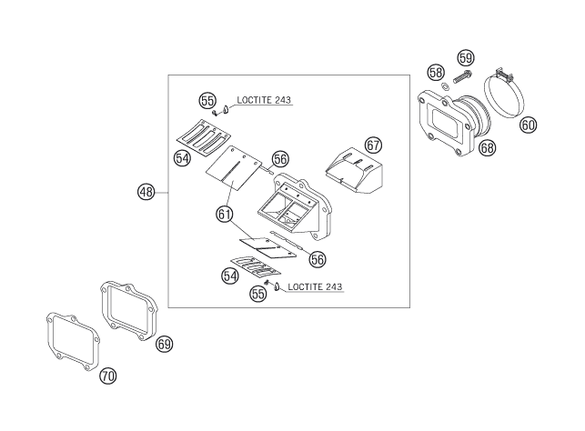 Sprängskiss: Reed Valve Case – KTM 200 XC 2006