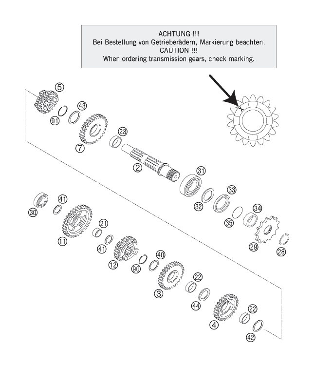 Sprängskiss: Transmission II - Countershaft – KTM 200 XC 2006