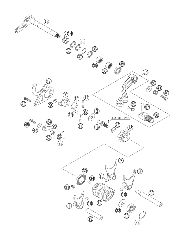 Sprängskiss: Shifting Mechanism – KTM 200 XC 2006