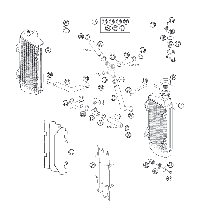 Sprängskiss: Cooling System – KTM 200 XC-W 2006
