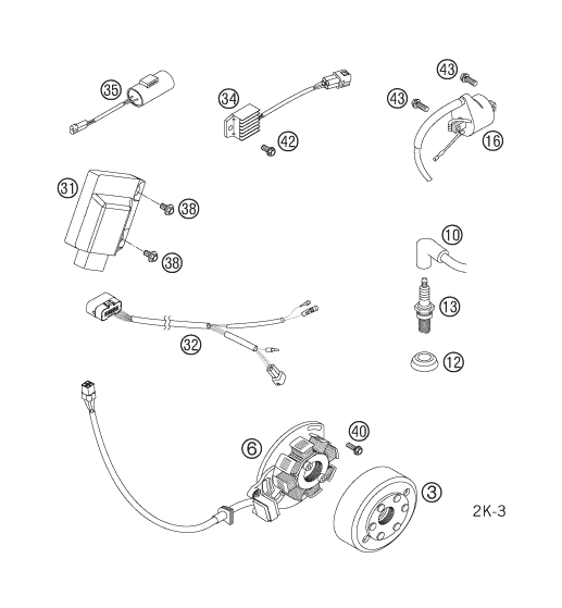 Sprängskiss: Ignition System – KTM 250 EXC SIX-DAYS 2007