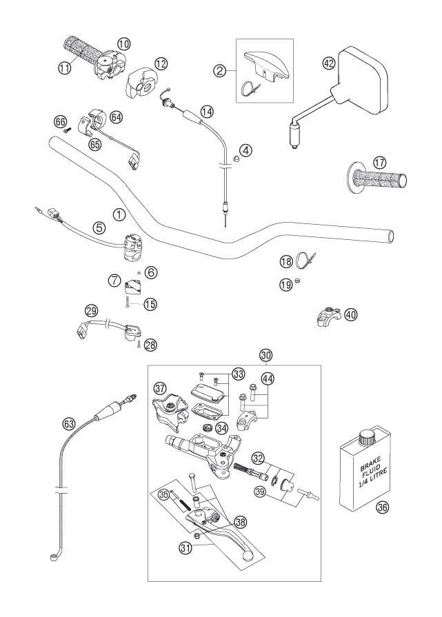 Sprängskiss: Handlebar, Controls – KTM 300 EXC 2006