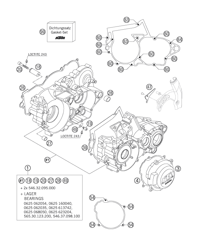 Sprängskiss: Engine Case – KTM 250 SXS 2006