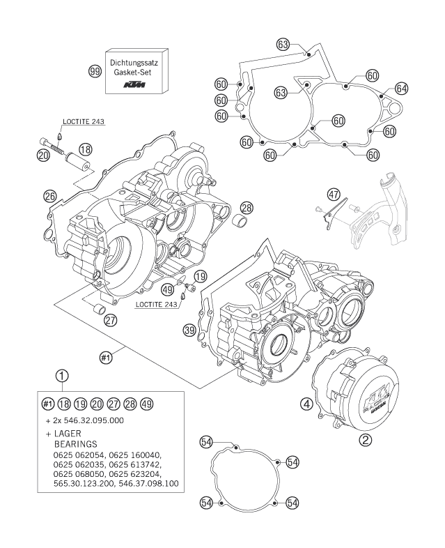 Sprängskiss: Engine Case – KTM 250 EXC SIX-DAYS 2007