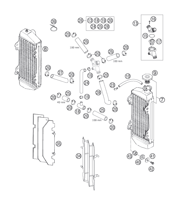 Sprängskiss: Cooling System – KTM 250 XC-W 2006