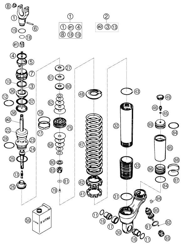 Sprängskiss: Shock Absorber Disassembled – KTM 640 LC4 ADVENTURE 2006