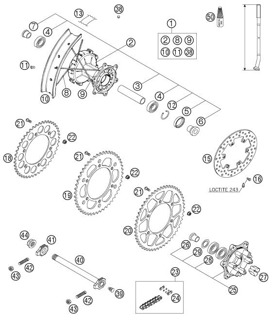 Sprängskiss: Rear Wheel – KTM 640 LC4 ADVENTURE 2006