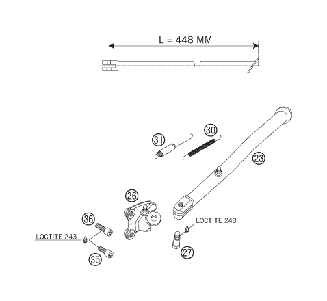 Sprängskiss: Side / Center Stand – KTM 625 SXC 2007