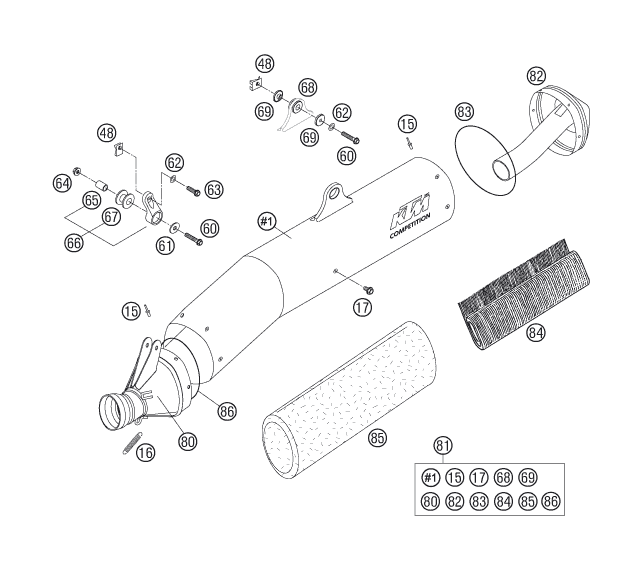 Sprängskiss: Main Silencer – KTM 625 SXC 2007