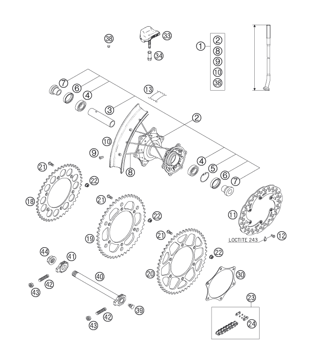 Sprängskiss: Rear Wheel – KTM 625 SXC 2006
