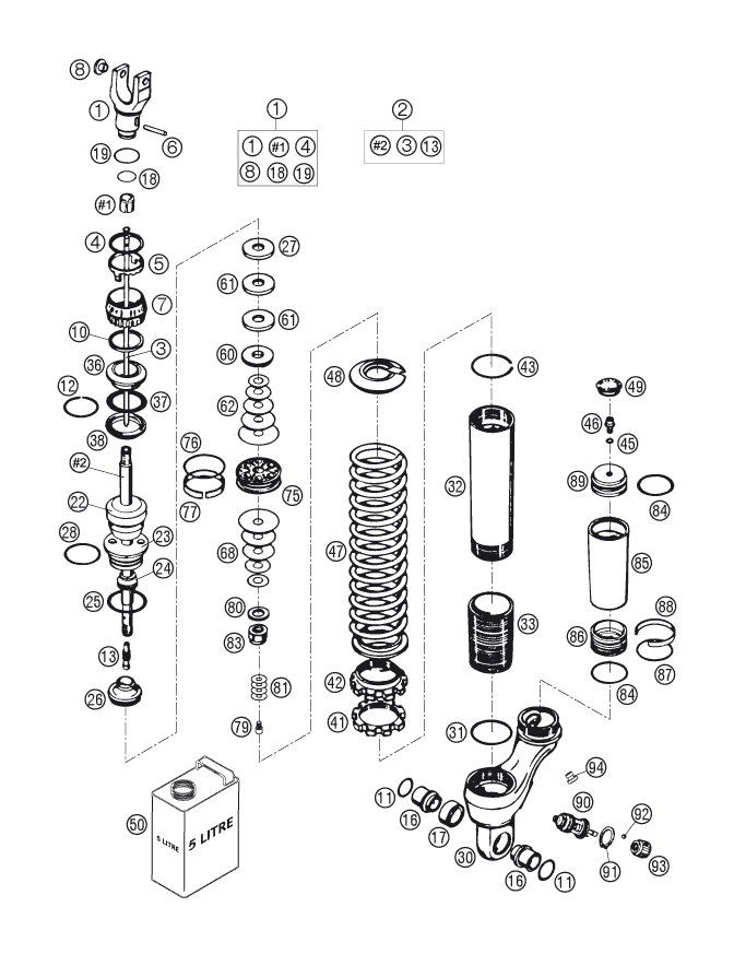 Sprängskiss: Shock Absorber Disassembled – KTM 660 SMC 2006