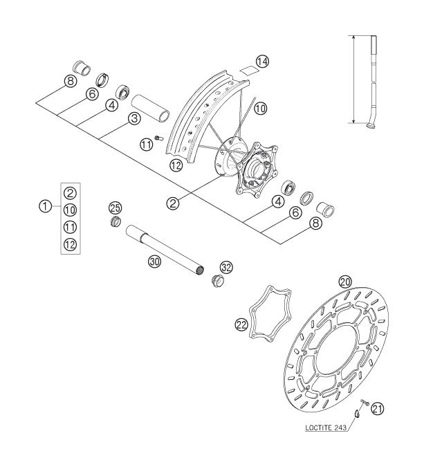 Sprängskiss: Front Wheel – KTM 660 SMC 2006