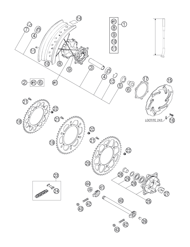 Sprängskiss: Rear Wheel – KTM 660 SMC 2006