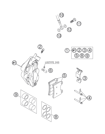 Sprängskiss: Front Brake Caliper – KTM 660 SMC 2006