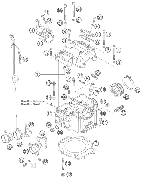 Sprängskiss: Cylinder, Cylinder Head – KTM 640 LC4 ADVENTURE 2006